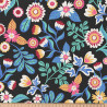 Printed Acryl Coated Cotton KALERIA Black / Blue